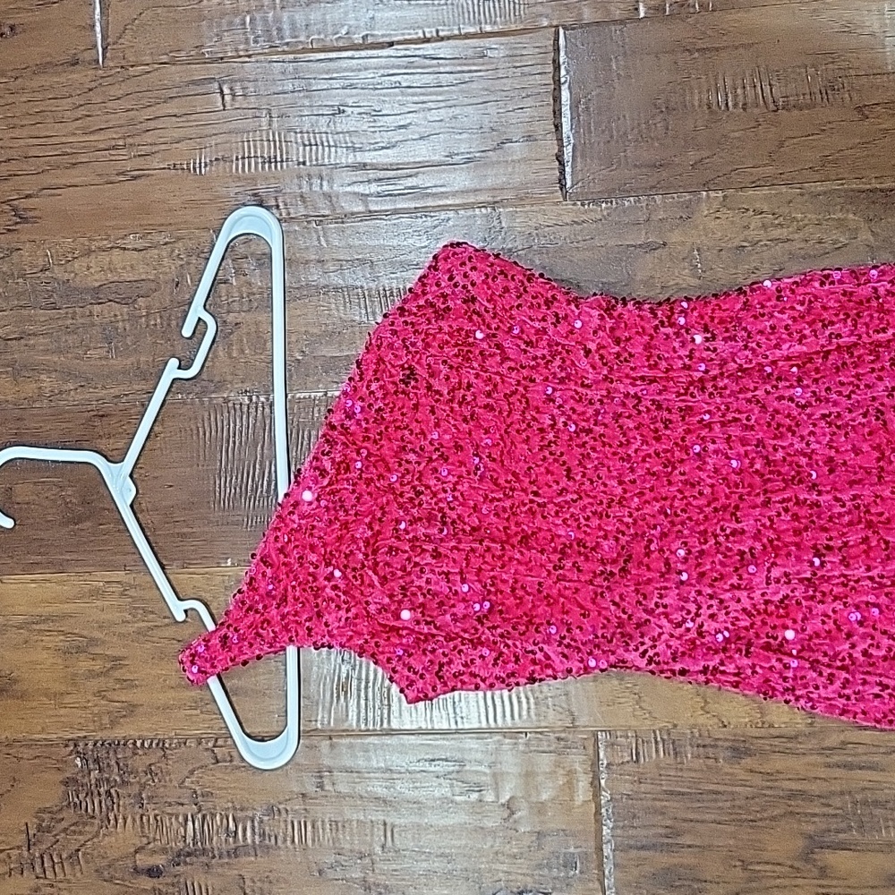 Bright pink sequin mermaid prom dress